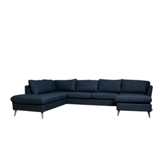 U sofa i flot blå stof
